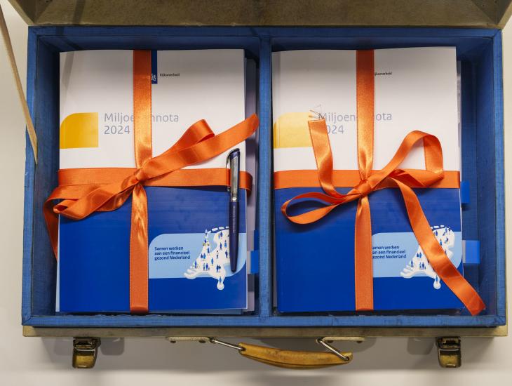 Het koffertje van de minister van Financiën met daarin de Miljoenennota 2024.